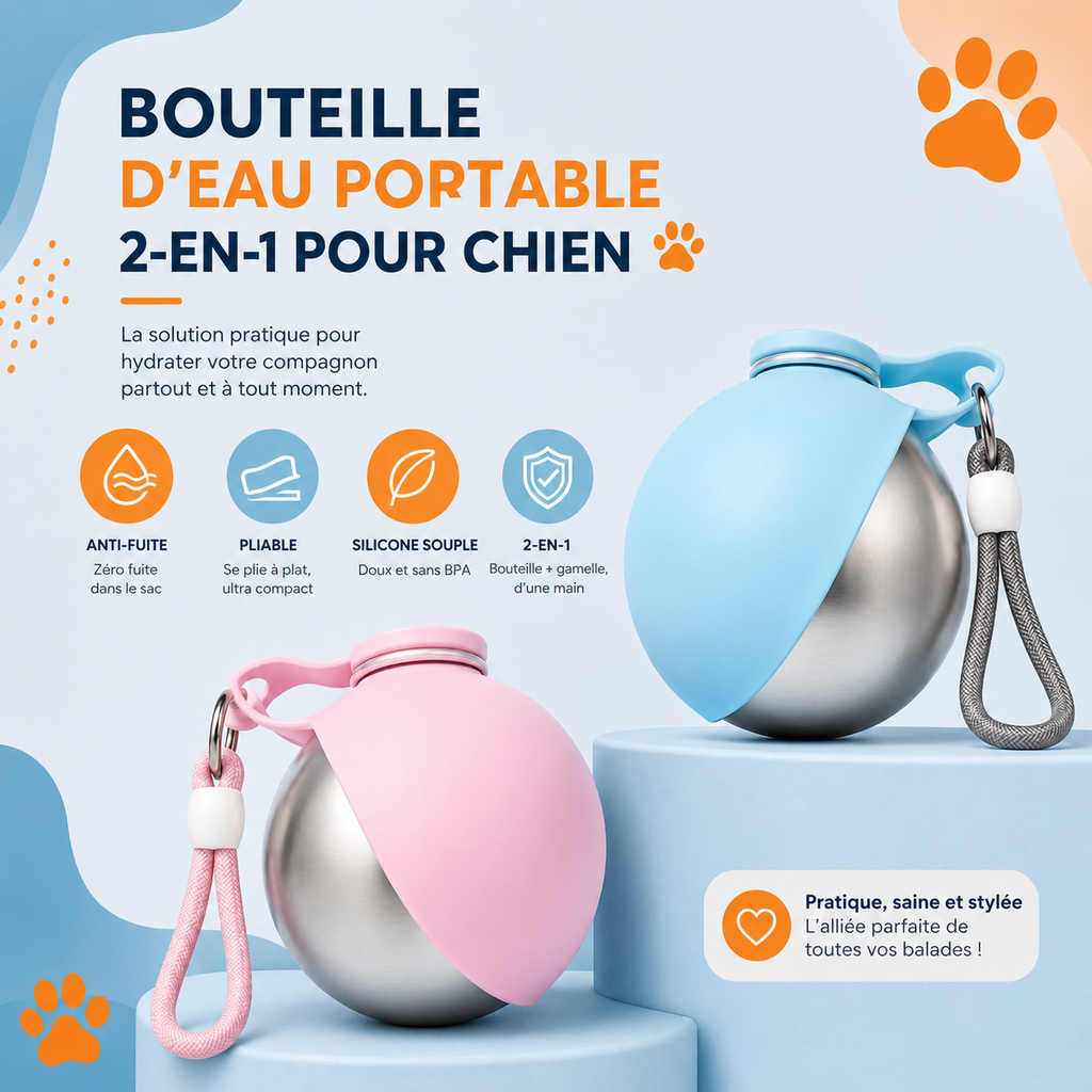 Gourde Nomade Givré – Bouteille d'eau portable pour chien