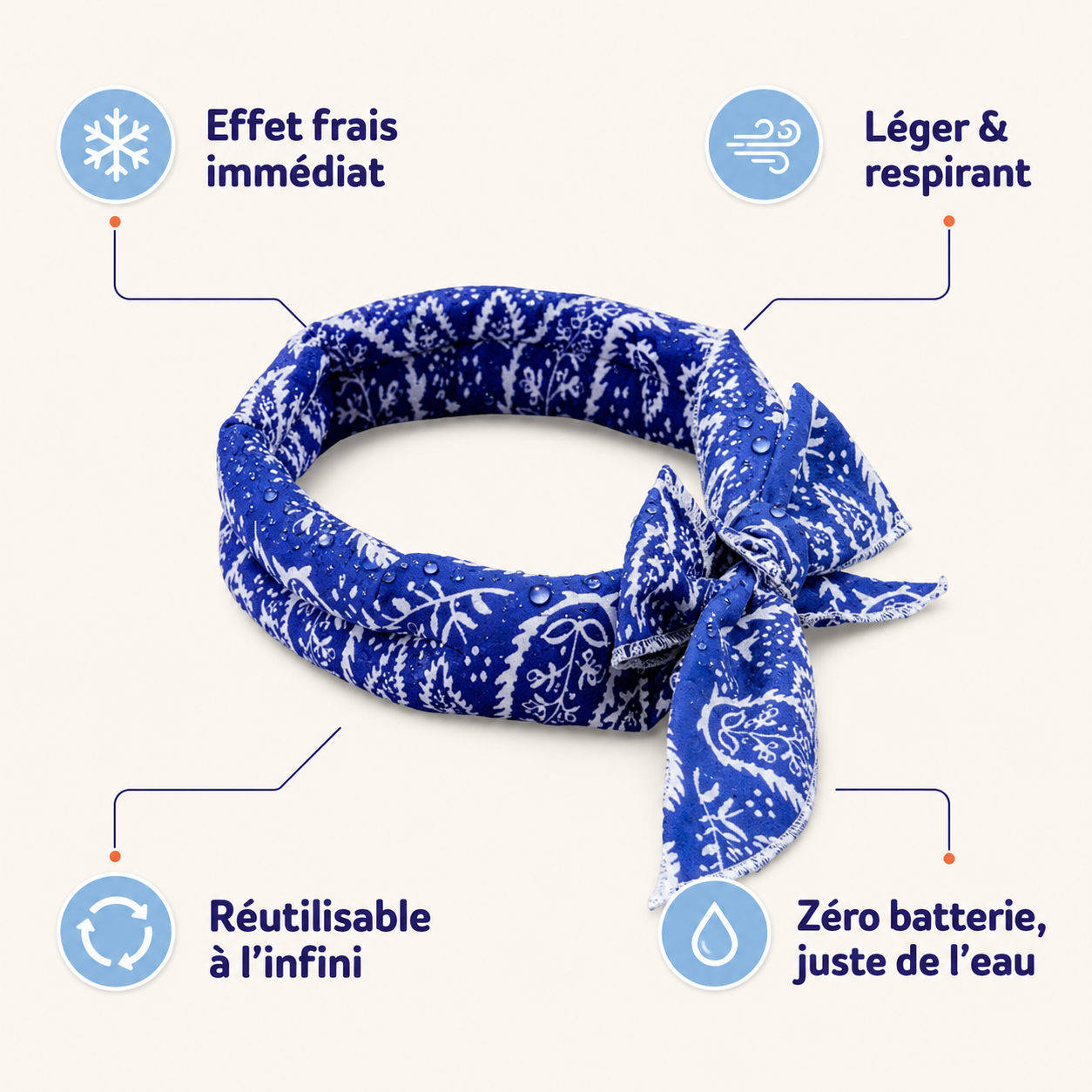 Bandana Rafraîchissant Givré – Anti-chaleur pour chien
